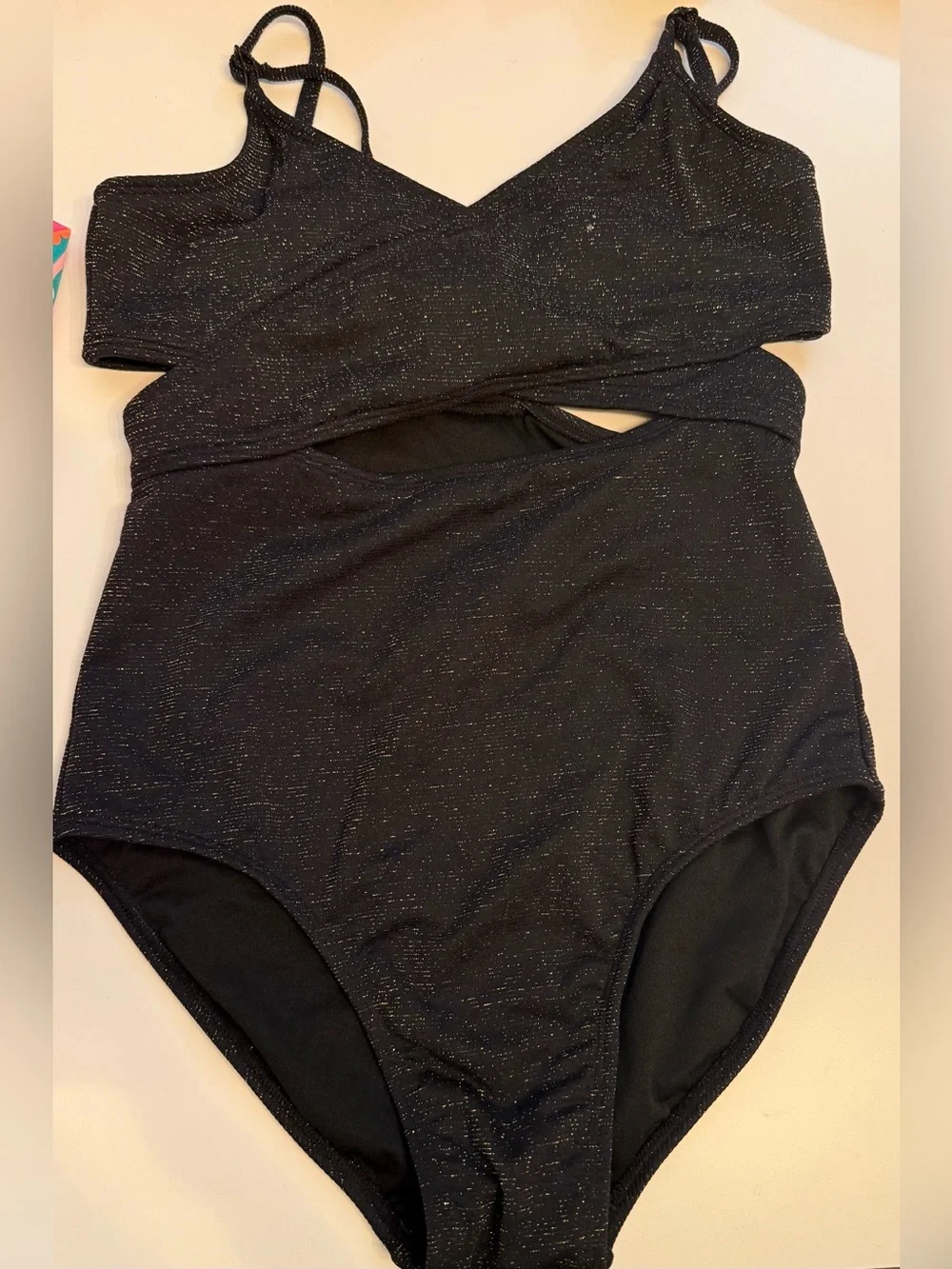Cat & Jack Black Sparkle One-Piece Swimsuit & floral 2 piece with rash guard